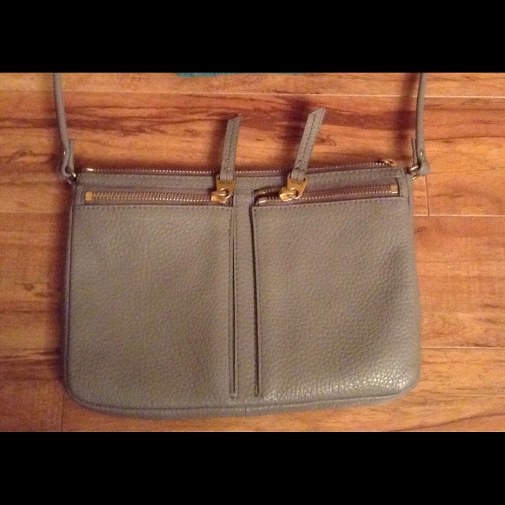 Fossil leather crossbody bag gray/tan color